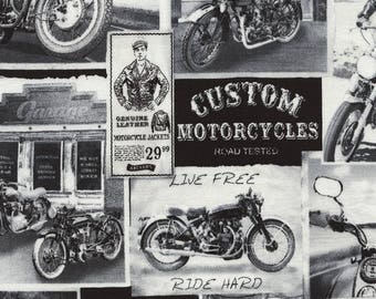 Motorcycle Fabric By The Yard / Vintage Motorcycle News Fabric / Timeless Treasures Era C3646 News / Fat Quarter and Yardage