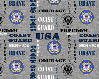 Coast Guard Fabric by the yard, Military Fabric / Sykel 1181-CG Military Quilt Fabric / Air force Fabric Words By The Yard and  Fat Quarters