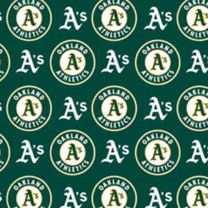 Oakland A&#39;s MLB Fabric / Major League Baseball Fabric by Fabric Traditions / Baseball Yardage 58&quot; Wide Cotton, Fat Quarters