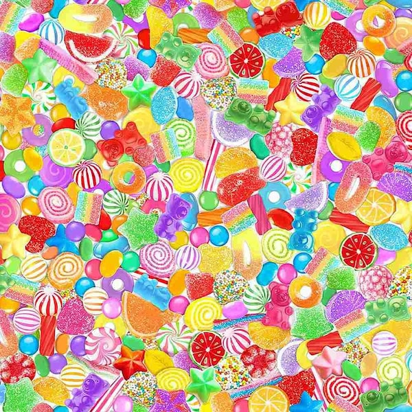 Sugar Rush Candy Fabric by Timeless Treasures Food Cotton Fabric / Christmas Easter Halloween Candy Yardage & Fat Quarters