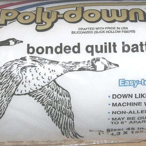 Crib Size Batting, Poly Down Polyester 45" x 60" Batting by Hobbs , Sold by the Package /  Quilting & Sewing Supplies