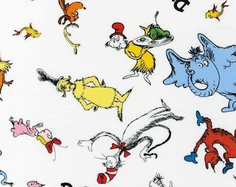 Dr Seuss Fabric / Horton Hears a Who Fabric  / Kids fabric / Celebrate Seuss 10790-204  Robert Kaufman