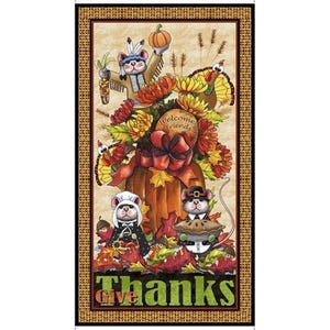 A Pilgrim&#39;s Autumn 24&quot; Panel by Quilting Treasures Autumn Thanksgiving Fall 24&quot; x 43&quot; Panel  Fabric Quilting Panels