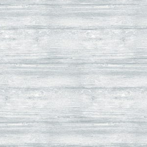 May include: A light grey and white wood grain pattern featuring horizontal planks with visible knots and weathered textures. The surface displays a repeating linear design that mimics the appearance of aged, painted timber boards with subtle variations in tone.