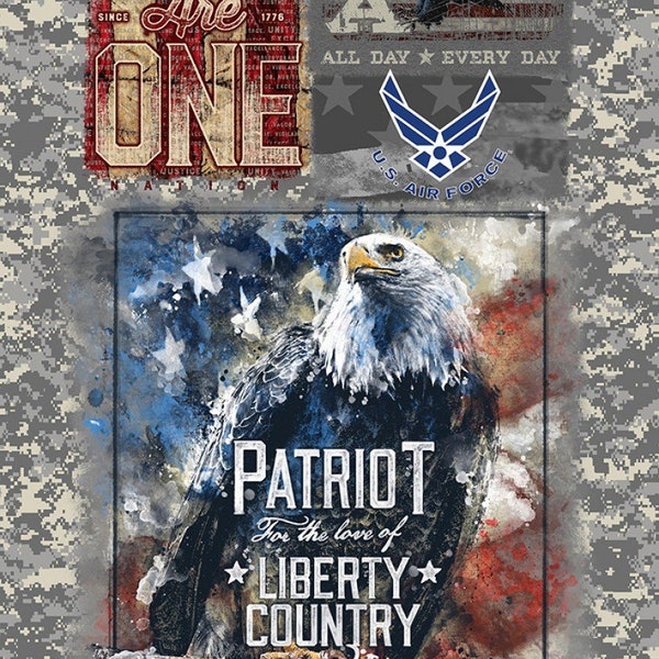 Air Force Quilt Fabric Panel / First Responders Military, Police & Fire Department Collection / Sykel Quilting Panels Fireman Fabric Panel