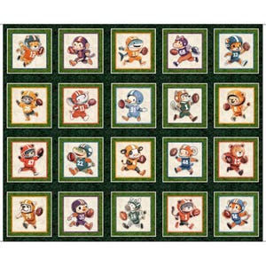 Animal Football Players Picture Patch 36" blokpaneel, Gridiron Gang van ©Morris Creative Group voor QT Fabrics