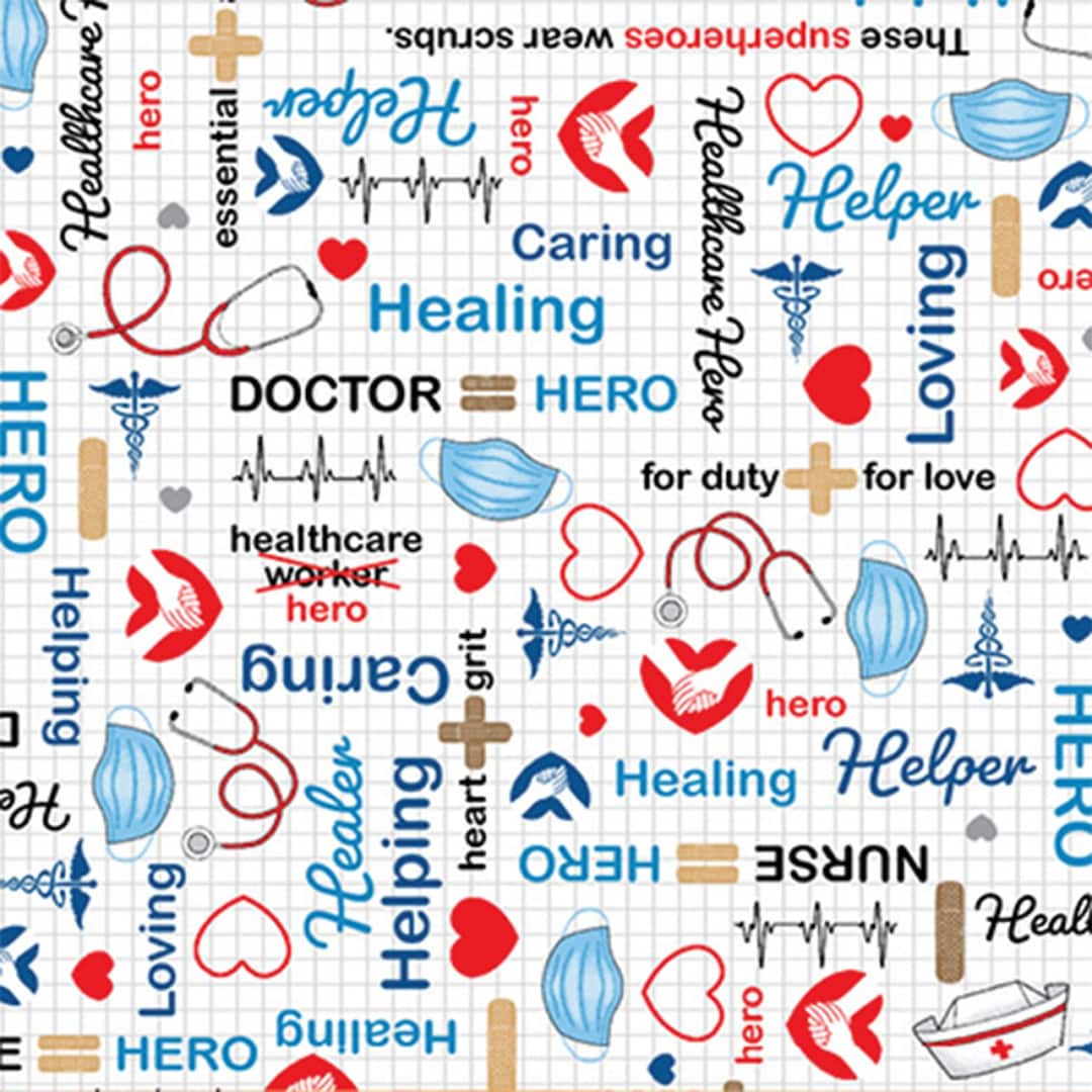 Calling All Nurses Fabric / Nurses Supplies Medical Yardage / Windham