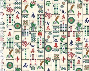 Mahjong Tiles Fabric by the Yard / Fun by Timeless Treasures CD4816 - Mahjong Yardage