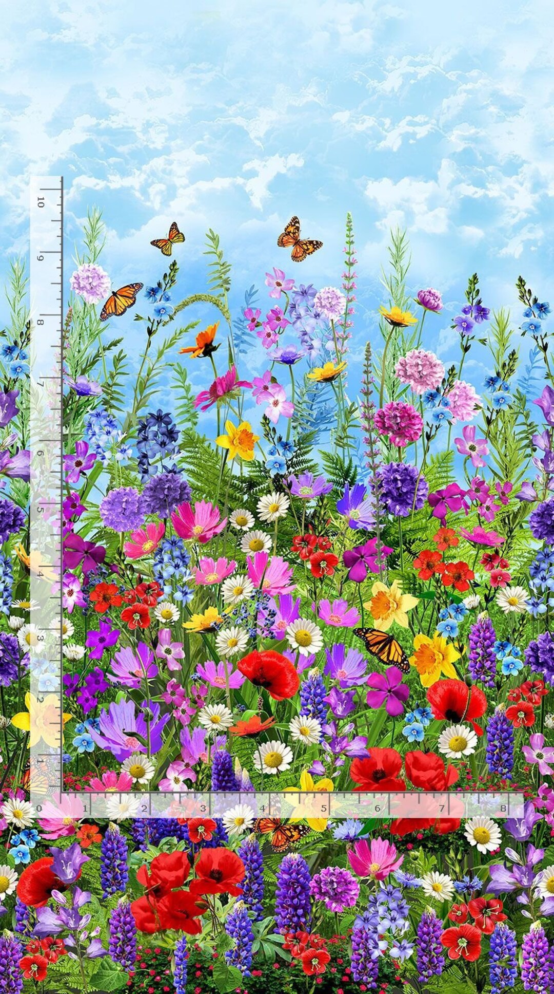Wild Flower and Butterfly Fabric Panel 24 by Timeless Treasures
