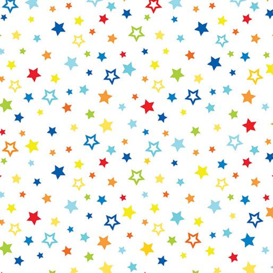 Colorful Stars on White Fabric by Benartex My Hero Collection Kids ...