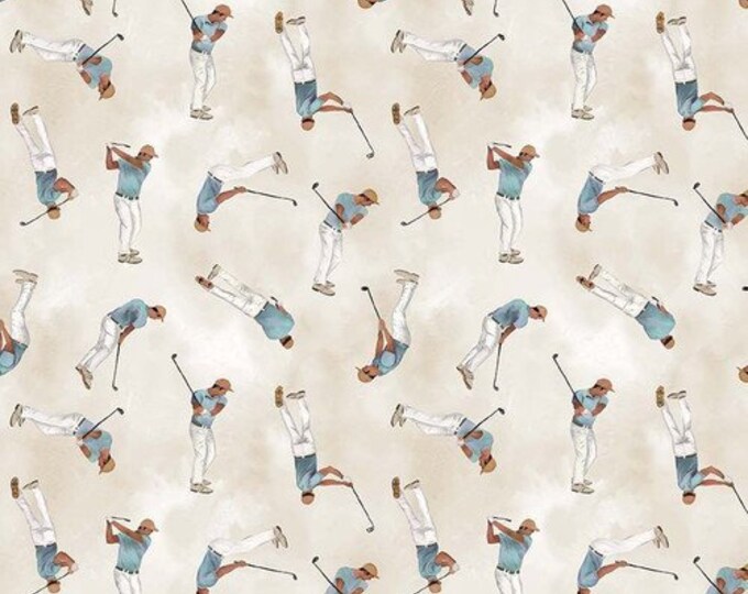 Golf Fabric / Golfers on Ivory Fabric / Front Nine Collection From