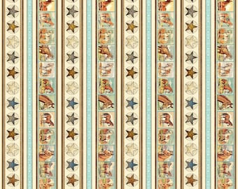 Cowgirl Border Stripe Fabric / Hey Cowgirl Country  Collection by QT Fabrics Yardage Western Fabric by the yard & Fat Quarters available