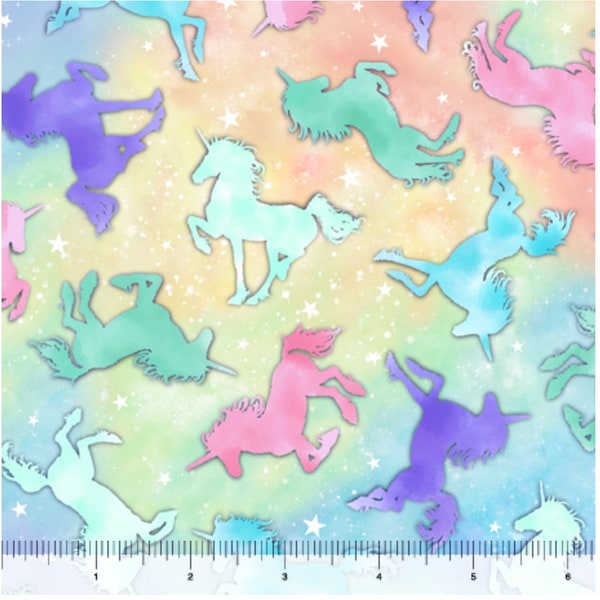 Unicorn Mystique Unicorn Silhouettes Fabric by QT Fabrics Pink and Purple Blender Fabric / Yardage and Fat Quarters available