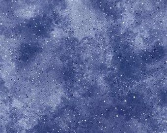 New Hue Pearl Metallic Blender Fabric / Denim Blue Metallic Tonal Fabric by the Yard / Kanvas 8673P-55
