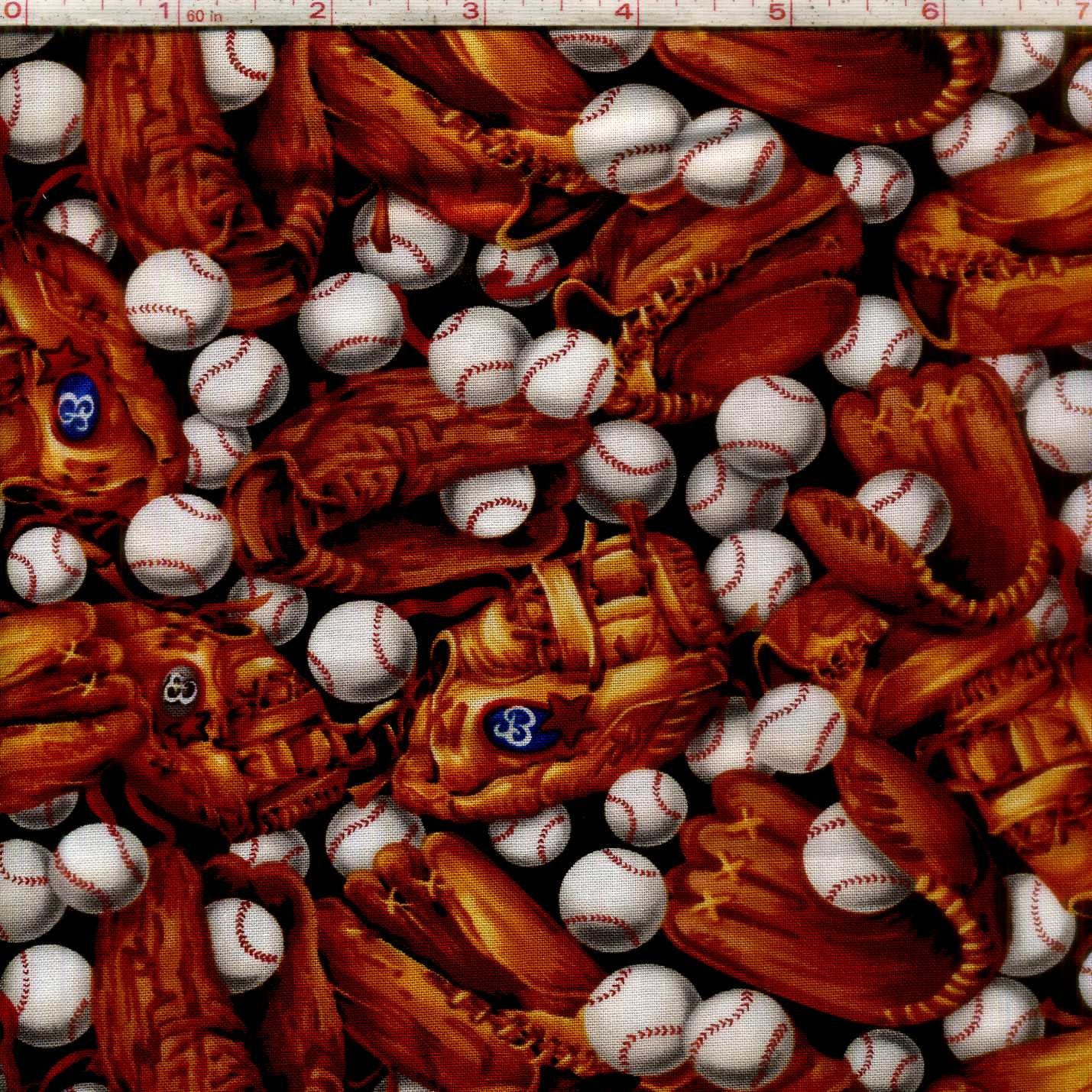 Baseball Fabric / Baseballs and Gloves on Black by the yard Etsy