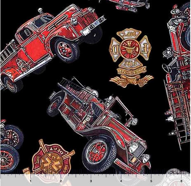 Fire Trucks Shields Fabric / 5 Alarm / Firemen Fabric Fabric - Etsy