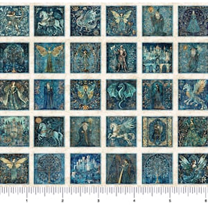 Mittelalter Aufnäher 36 "Kleine Block Panel Zauberer und Krieger Folklore Stoffkollektion von QT Fabric by the Panel / 36" Quilting Panel