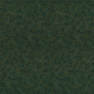 May include: A dark forest green fabric featuring a dense, uniform pattern of tiny, metallic gold-colored speckles distributed evenly across the entire surface, creating a subtle, shimmering texture that resembles a starry night sky or fine glitter.