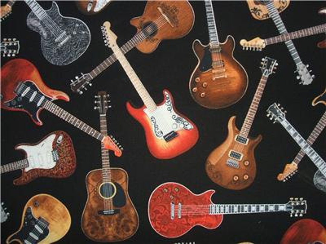 Guitar Music Instrument Quilting Fabric C1611 by Timeless Treasures 100