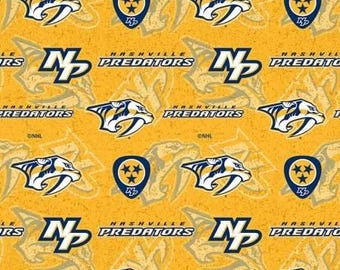 NHL Nashville Predators Hockey Fabric / Hockey Fabric by the yard / Licensed to Sykel by The National Hockey League Fat Quarters & Yardage