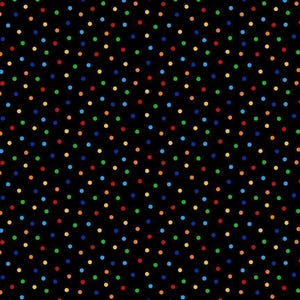 Multi Colored Polka Dots on Black Fabric, Polka Dot Fabric by Timeless Treasures Halloween Yardage and Fat Quarters available