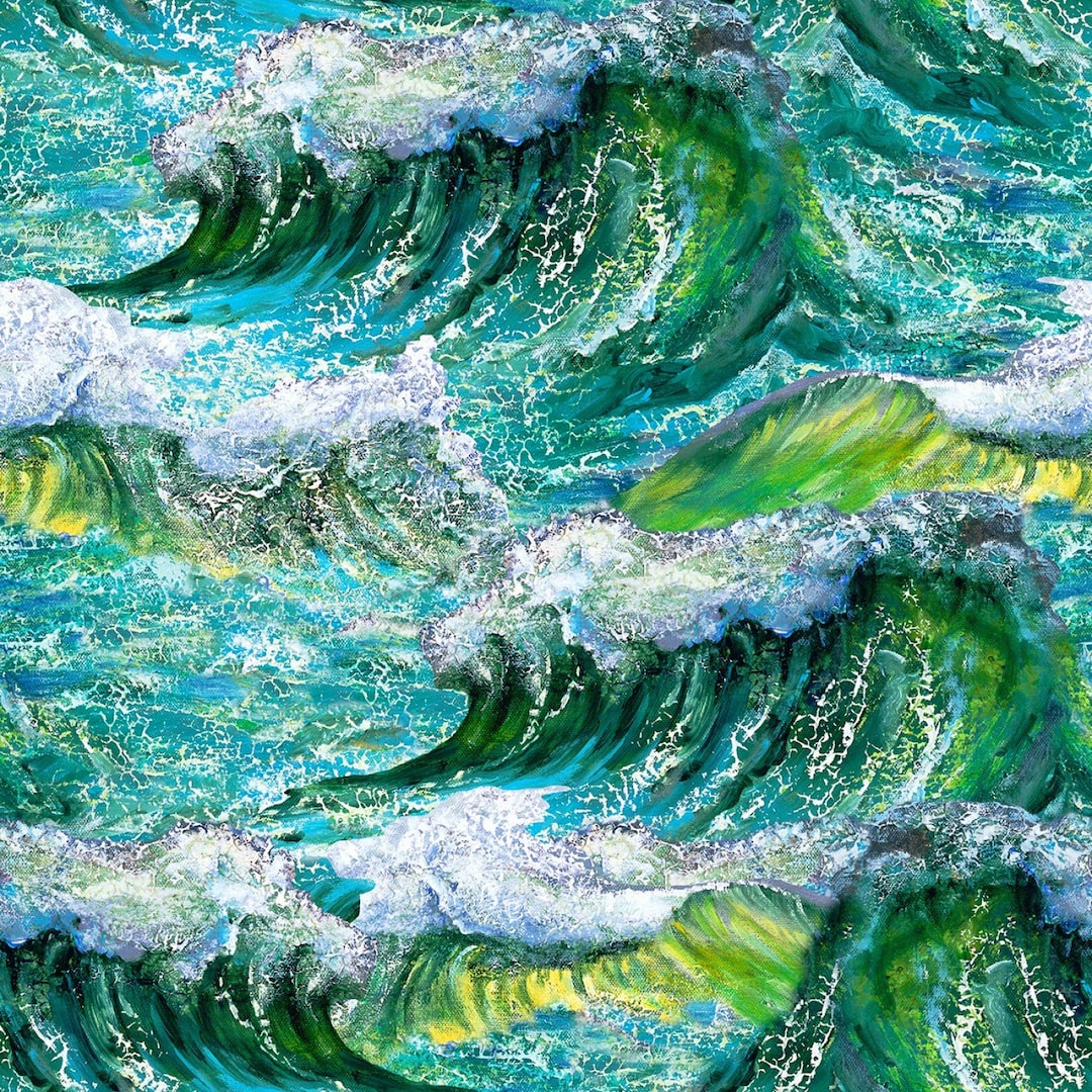 Ocean Water Waves Fabric / Call of the Sea by Josephine Wall Fabric by ...