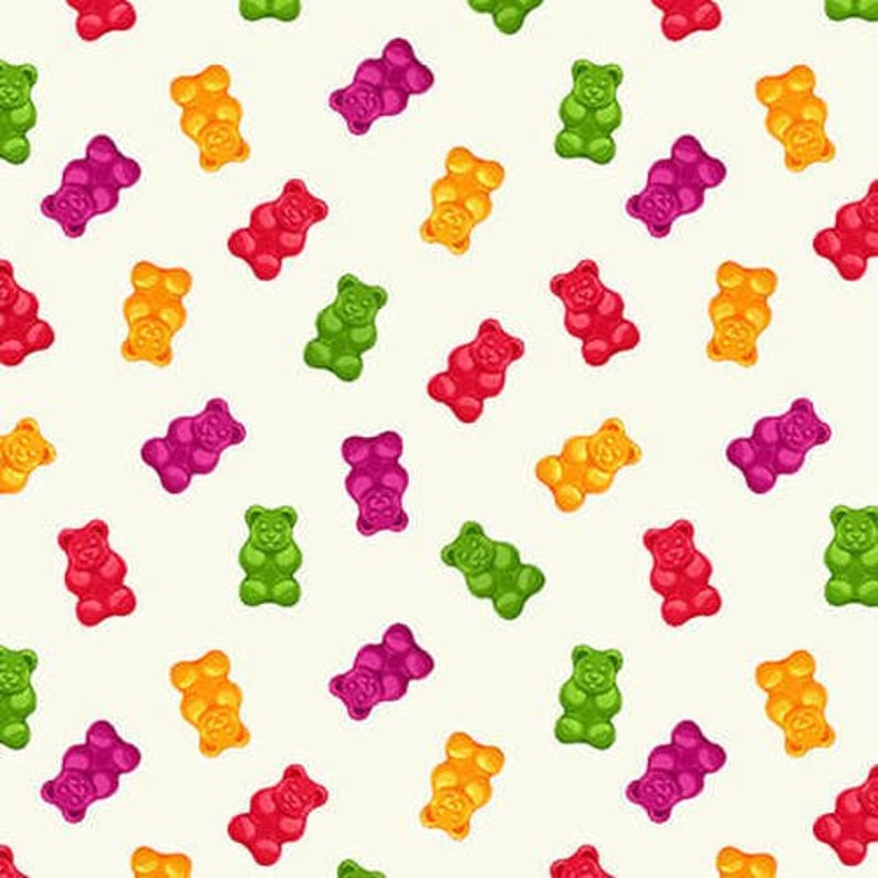 Gummy Bears Fabric By The Yard / Herban Sprawl Gummy Bears / CBD Fabric / Marijuana Yardage and Fat Quarters image 1