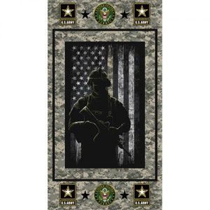 Army Panel / Military, Police & Fire Department Collection / Sykel Quilting Panels Fabric / 22" Firemen Fabric Panel