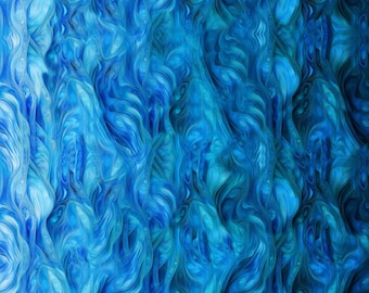 Ocean Blue Ombre Fabric, Wave Horizons by Quilting Treasures Fabric by the yard