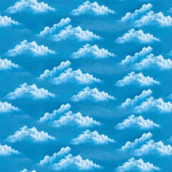 Bob Ross Happy Clouds Fabric, The Joy of Painting  Collection from Studio-E Paint Art Fabric / Teacher Appreciation Yardage & Fat Quarters