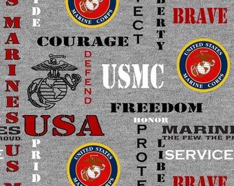 Marines Military Fabric / Sykel 1181-M Military Quilt Fabric / Marine Quilt Fabric Words By The Yard and  Fat Quarters