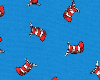 Katze im Hut Stoff / Dr. Seuss Meterware / Robert Kaufman 19062-4 Katze im Hut auf Blau / Dr. Seuss Meterware