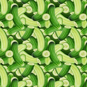 Cucumber Fabric by the Yard / Food Material /Homestead Harvest Collection by Paintbrush Studio Fat Quarters and Yardage