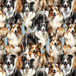 Tessuto con cani Collie su tutto il tessuto blu / Tessuto Retriever / Tessuto per cani / Tessuto con razze di cani di David Textiles / Tessuto Fat Quarter