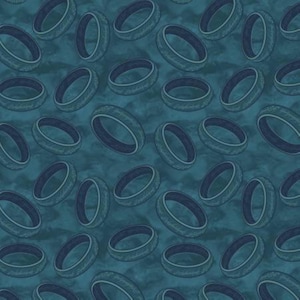 Lord of The Rings Fabric / One Ring on Blue LOTR Fabric / The Hobbit Fabric / Fabric By The Yard, Fat Quarters