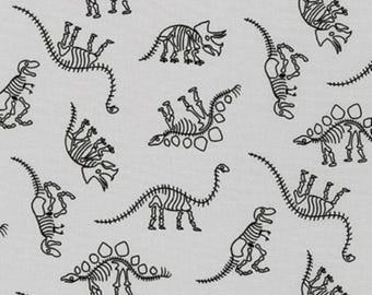 Dinosaur Fabric / Dinosaur Skeletons on Gray, Robert Kaufman 19196 Dinosaur Yardage / Fat Quarters and By The Yard