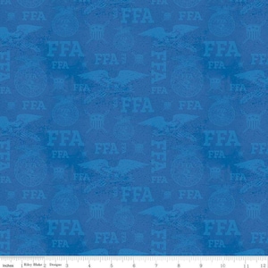 Logotipos tonales de la FFA sobre tela azul / La FFA se renueva con Riley Blake / Future Farmers of America, yardas de tela de algodón y cuartos de tela
