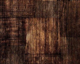 Könnte beinhalten: Ein dunkelbraunes Holzmaserungsmuster mit einem Patchwork aus rechteckigen Segmenten. Die Oberfläche zeigt abwechslungsreiche vertikale und horizontale Holzstrukturen mit tiefen Espresso- und helleren Bernsteintönen in Gitteranordnung.