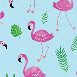 Blue Flamingo Frenzy from Kanvas Studio Tropical Breeze Collection, Flamingo Blue Flamingo Yardage & Fat Quarters
