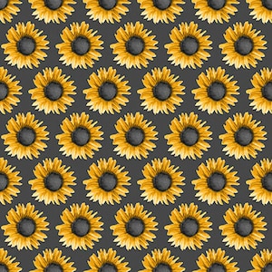 Sunflowers on Grey Fabric / Packed Sunflower Yardage /Show me the Honey Collection from Blank Quilting floral Yardage and Fat Quarters