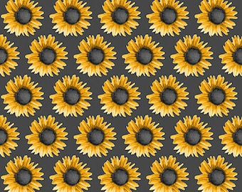 Sunflowers on Grey Fabric / Packed Sunflower Yardage /Show me the Honey Collection from Blank Quilting floral Yardage and Fat Quarters