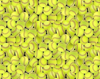 Softball Fabric by the yard / Packed Softballs Elite Athlete Girls Softball Fabric by Timeless Treasures Sports Fat Quarters and Yardage