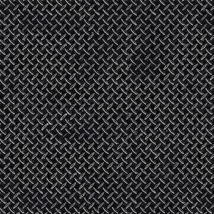 May include: A close-up shot of a black diamond plate pattern. The pattern consists of raised, diamond-shaped protrusions arranged in a repeating grid. The surface has a slightly textured appearance, with highlights and shadows adding depth.