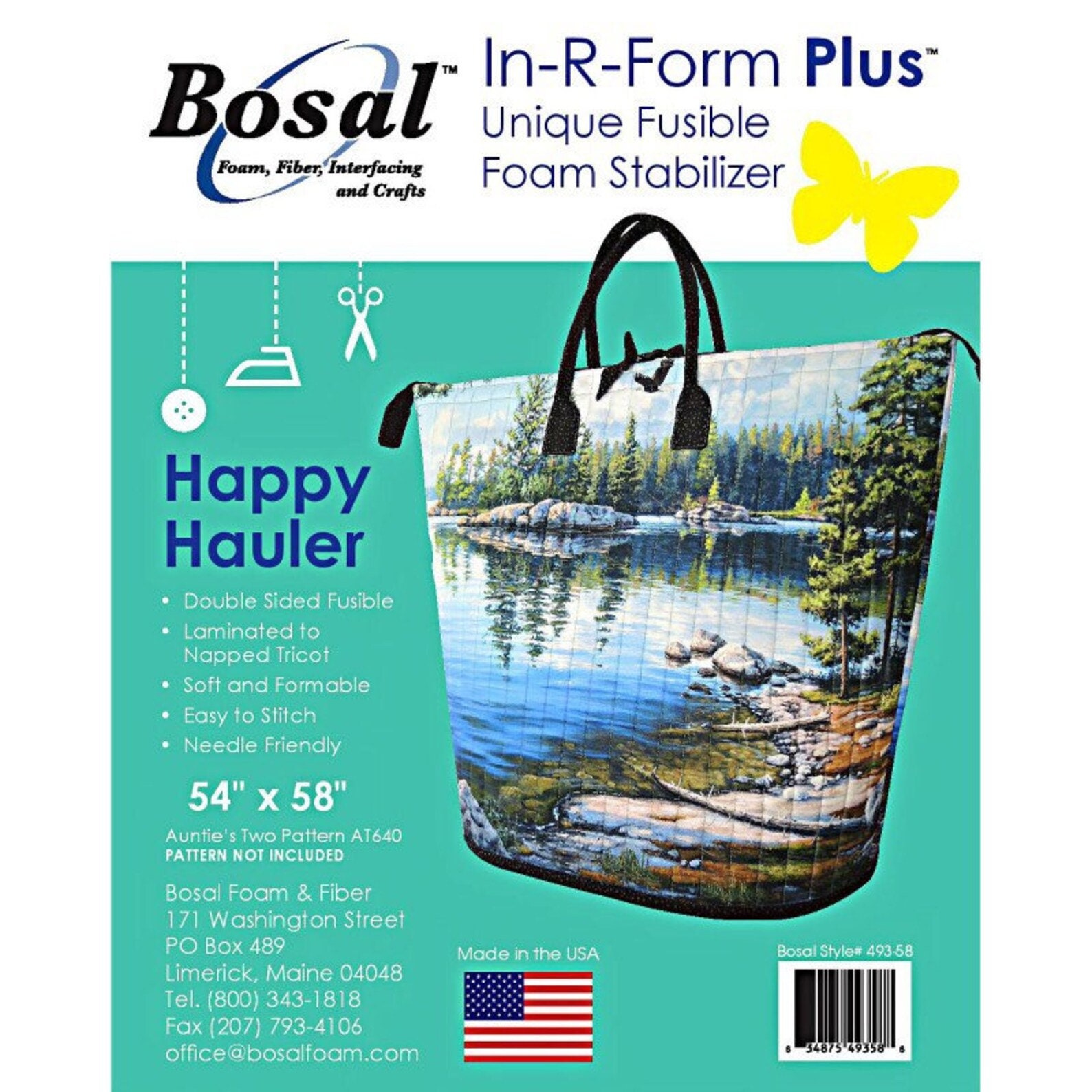 Bosal 18 X 58 in R Form Plus Double Side Fusible Foam Stabilizer Katahdin  Tote Auntie's Two AT641 Napped Tricot Soft Formable 493-18 