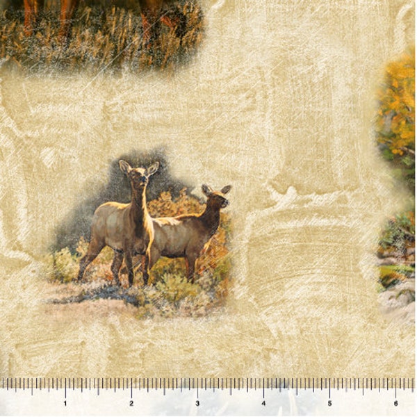 Elk Fabric / Elk Vignettes Hunting Fabric / Wild Elk Collection By QT Fabrics, Yardage and  Fat Quarters Available