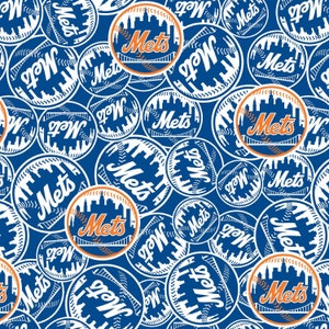 New York Mets MLB Fabric / Major League Baseball Fabric by Fabric Traditions / Baseball Fabric Yardage 58&quot; Wide Cotton, Fat Quarters