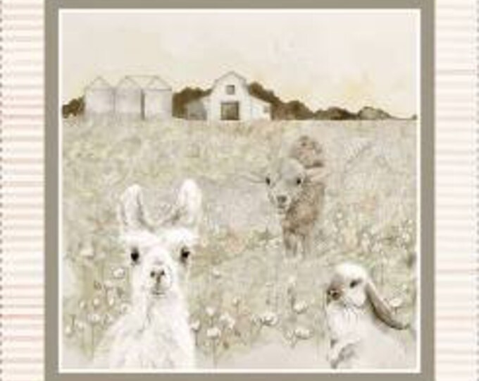 You Are Loved Quilt Panel 24in Fabric Panel, Easter Bunny Llama Sheep