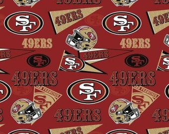 San Francisco 49ers NFL Fabric / Licensed NFL Fabric, Fabric Traditions / Football Fabric Yardage Cotton Fabric, Fat Quarters Available