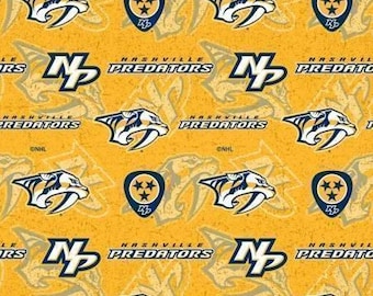 Tecido de hóquei NHL Nashville Predators / Tecido de hóquei por metro / Licenciado para Sykel pela Liga Nacional de Hóquei (NHL) Fat Quarters & Yardage