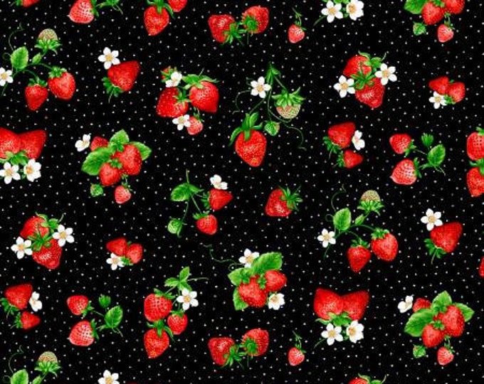 Strawberry Fabric by the Yard, Strawberry Fields Forever by Timeless ...